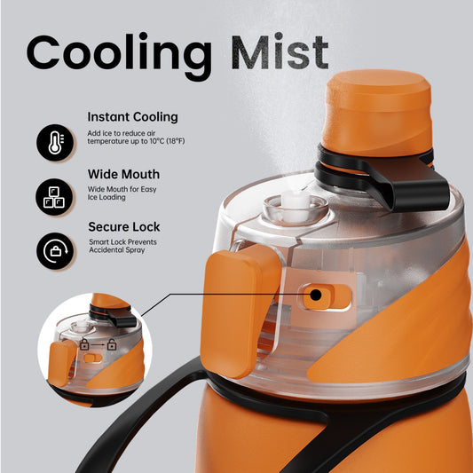 Basketball cooling mist water bottle 20oz detail 2