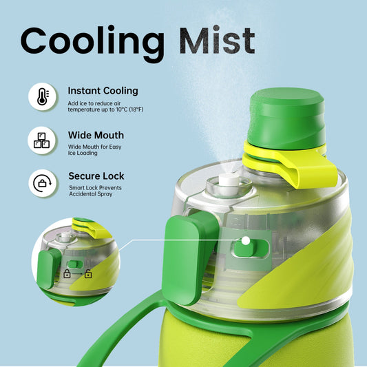 Tennis cooling mist water bottle 20oz detail 2