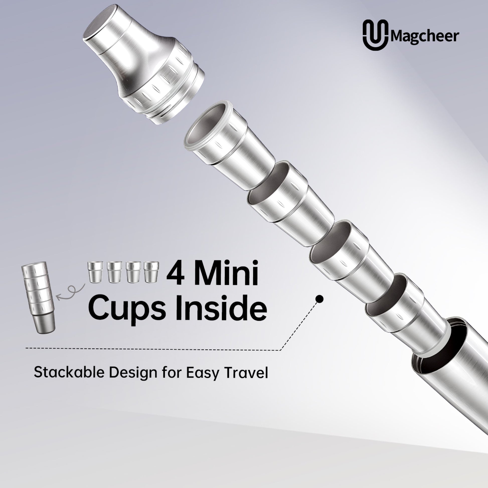 Magcheer common gallery cocktail shaker with stackable cups detail