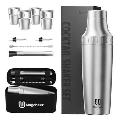 Magcheer cocktail shaker with stackable cups - silver main