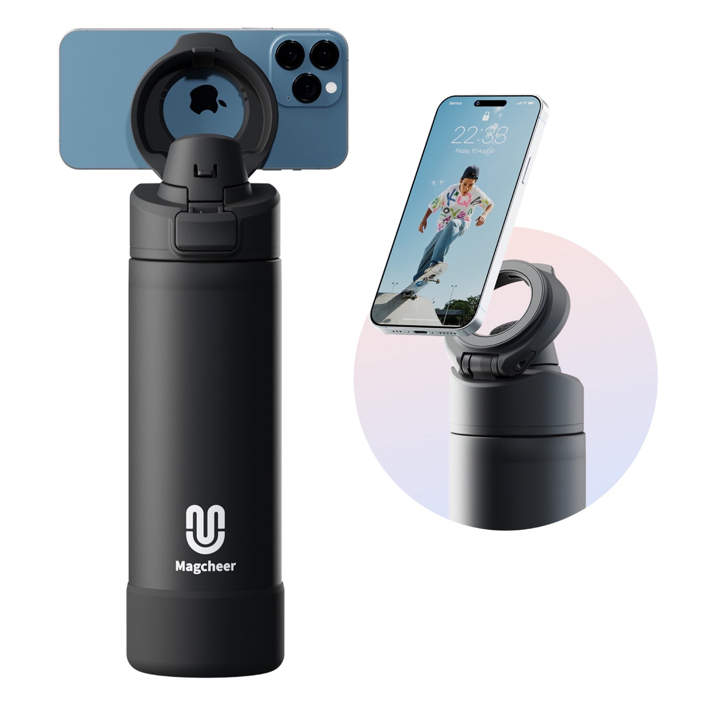 Magcheer magnetic water bottle - black 24oz main