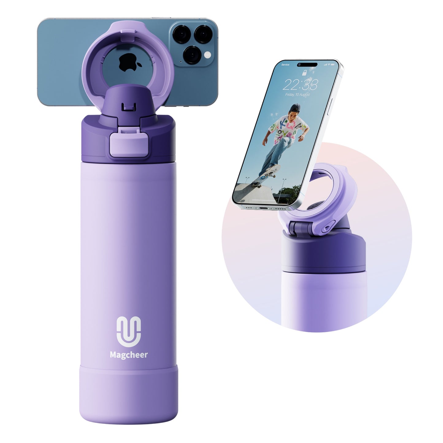 Magcheer magnetic water bottle - lavender 24oz main