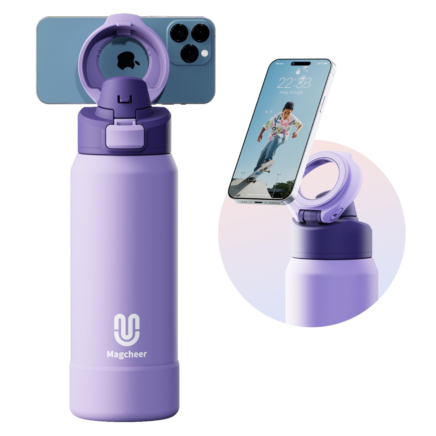 Magcheer magnetic water bottle - lavender 32oz main