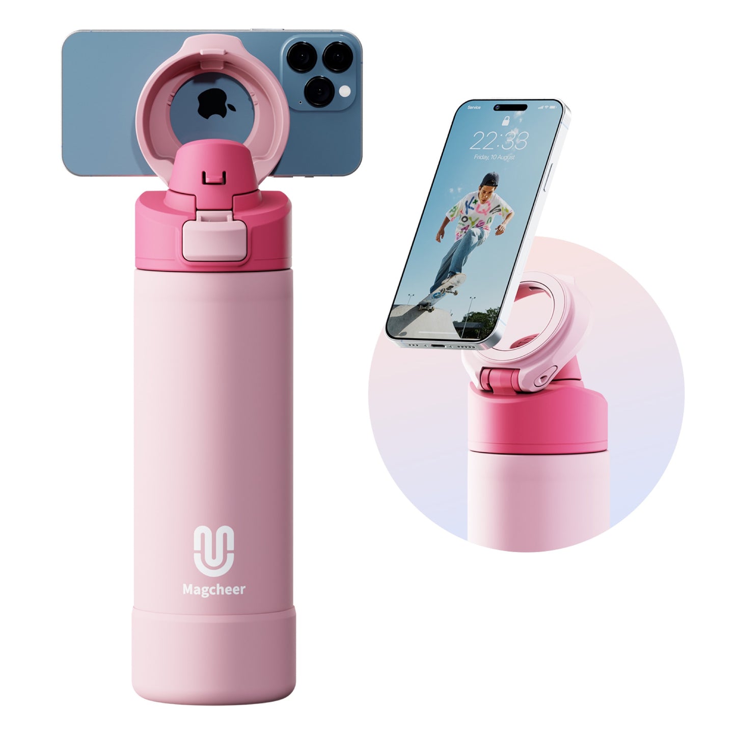 Magcheer magnetic water bottle - pink 24oz main