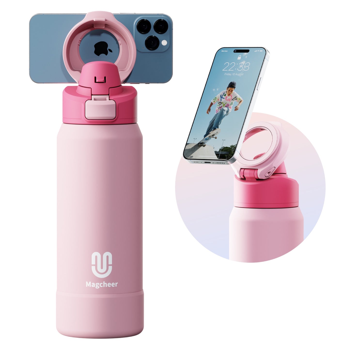 Magcheer magnetic water bottle - pink 32oz main