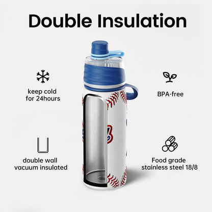 Baseball cooling mist water bottle 20oz detail 3