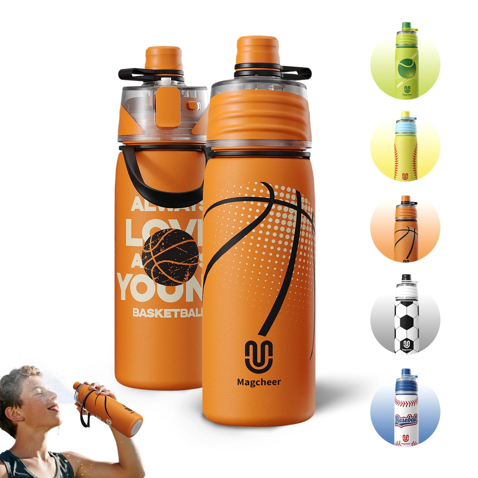 Basketball cooling mist water bottle 20oz