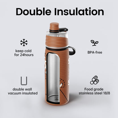 Football cooling mist water bottle 20oz detail 3