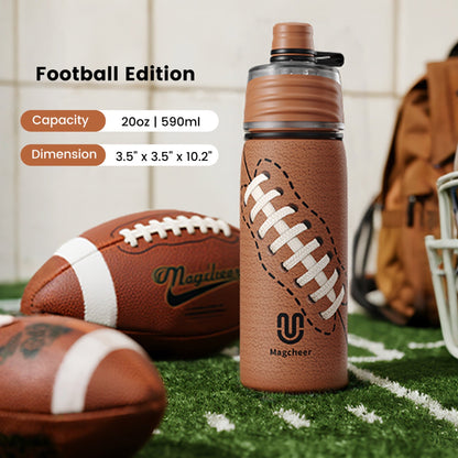 Football cooling mist water bottle 20oz detail 6