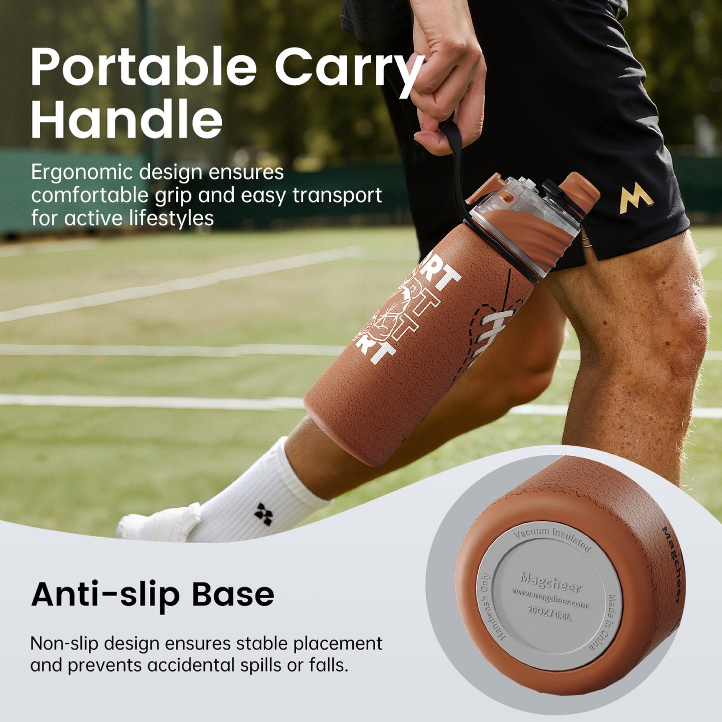 Football cooling mist water bottle 20oz detail 8
