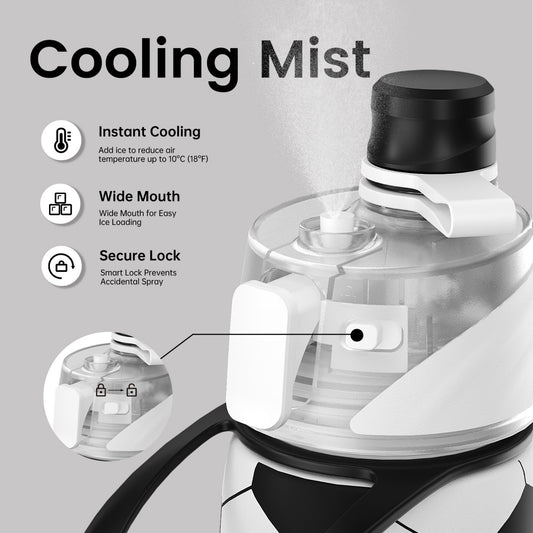 Soccer cooling mist water bottle 20oz detail 2