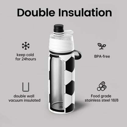 Soccer cooling mist water bottle 20oz detail 3