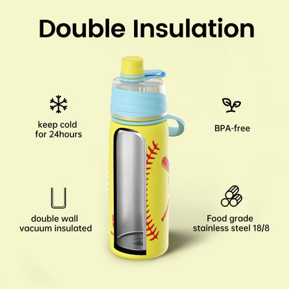 Softball cooling mist water bottle 20oz detail 3