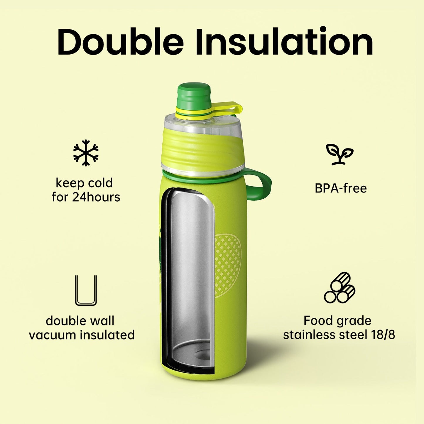 Tennis cooling mist water bottle 20oz detail 3