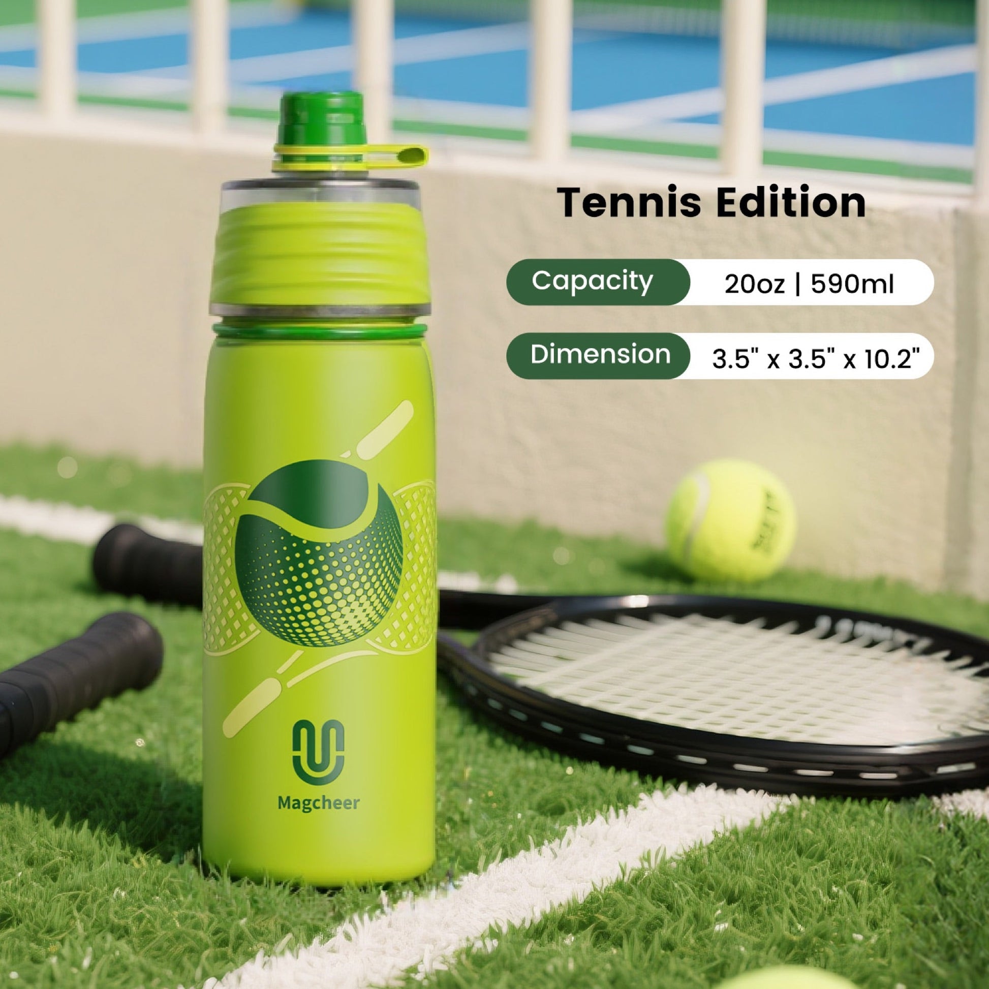 Tennis cooling mist water bottle 20oz detail 6