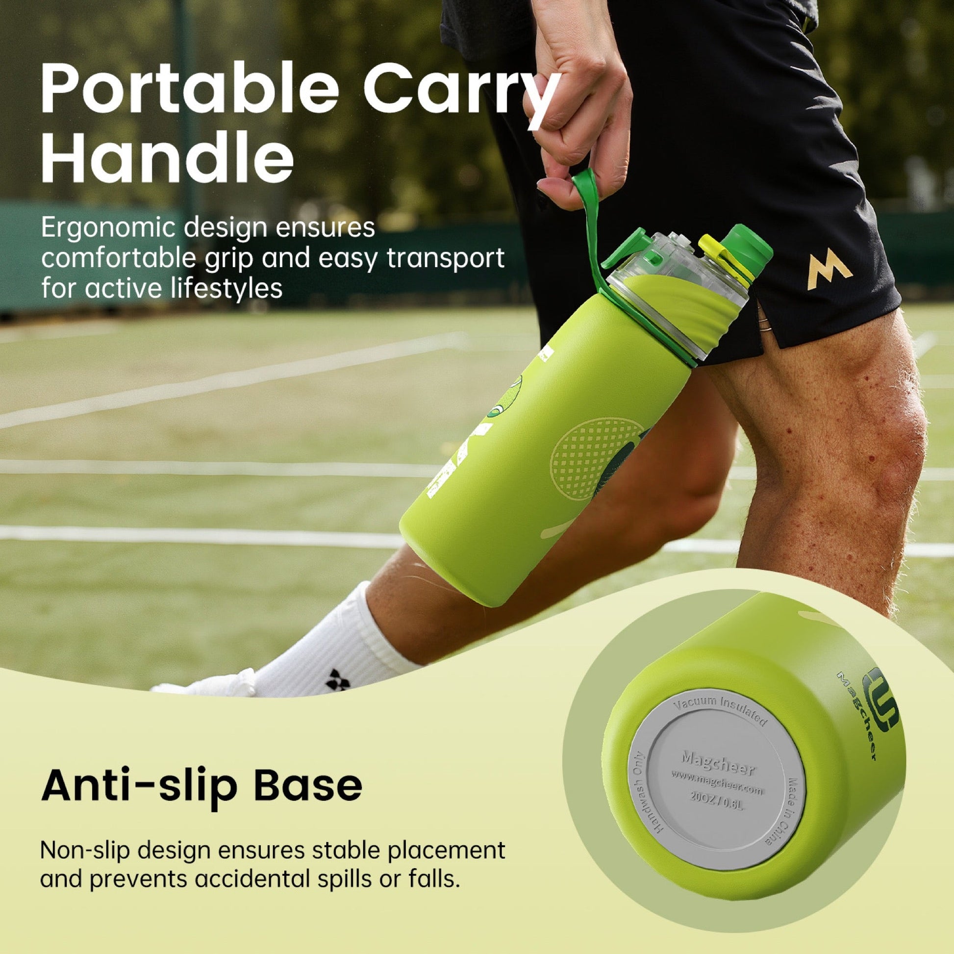 Tennis cooling mist water bottle 20oz detail 8