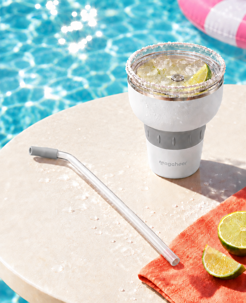 Magcheer common gallery margarita tumbler straws with silicone tips by the pool