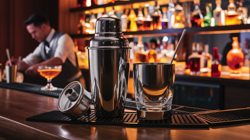 Boston Shaker and Cobbler Shaker in the bar table